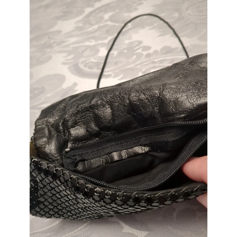Sparkly Vintage 80s Purse Black Sequin Aluminum Mesh‎ Shoulder Strap Bag Glam